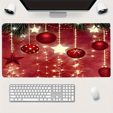 Holiday Christmas Theme Mouse Pad - Red Star Decoration, Material, Cozy Desk M picture