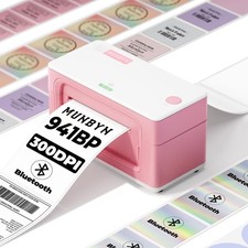 Bluetooth Thermal Label Printer 941BP 300DPI 4x6 Wireless Pink for Shipping picture