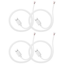 4Pcs 0.5m/1.64Ft USB Pigtail Cable, 5V 2.4A USB A to 2 Pin Bare Wires, White picture