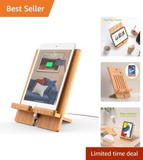 Multi-Functional Adjustable Bamboo Stand for Tablets & Smartphones 4-13 picture