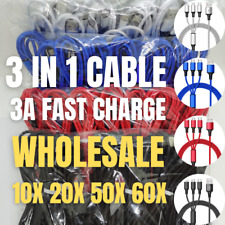 Wholesale Lot 3in1 USB Charger Cable 3A Fast Charging For iPhone Samsung Android picture