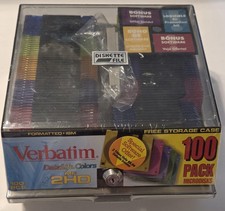 Verbatim DataLife Colors  3.5 Floppy Disks 100 Pack MF 2HD Formatted IBM w/ Case picture