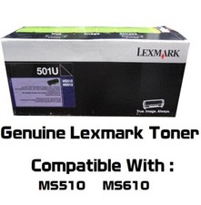 Mostly New Genuine OEM 501U Toner Cartridge 75% MS510 MS610 50F1U00 SEALED BAG picture