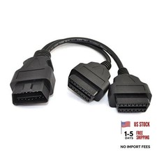 30cm/12 OBD2 OBD II Splitter Extension Y J1962 16 Pin Cable Male to Dual picture