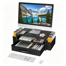 Desk Organizer and , 2-Tier Computer Monitor Stand Riser with Drawer & 2 Pen ... picture