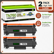 GREENCYCLE 2PK TN760 Black Toner for Brother HL-L2370DW DCP-L2550DW HL-L2395DW picture