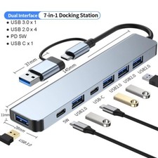 USB C Hub 7-in-1 Aluminum USB Extender & Splitter High-Speed USB 3.0 & USB 2.0 picture