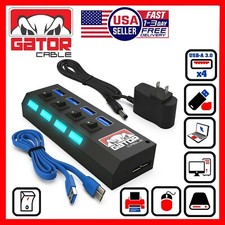 USB 3.0 HUB 4-Port Switch Splitter Charger Adapter Powered for PC Laptop Desktop picture