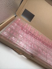 Crystal Clear Keyboard Keycaps Transparent PC Cherry Profile Pink Keycap Set ... picture