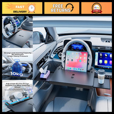 2-in-1 Extendable Steering Wheel Tray - Adjustable Car Desk for Laptop & Food - picture