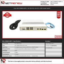 Cisco WS-C2960CX-8PC-L Catalyst 8x 1GB PoE+ RJ-45 2x 1GB Combo Switch picture