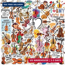 Violin Stickers |50Pcs Musical Instrument Waterproof Vinyl Decals for Water B... picture