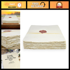 Vintage Off-White Deckle-Edge Handmade Printer Paper, 100% Cotton, 100 Sheets, 9 picture
