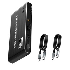 2x1 8K USB C KVM Switch 3.5mm Jack 100W PD Charge 2 In 1 Out Type C KVM Switch picture