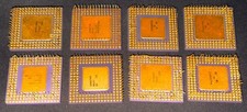 Lot of 8 Intel 486 Ceramic Gold Cap CPUs - Retro i486 Processors picture