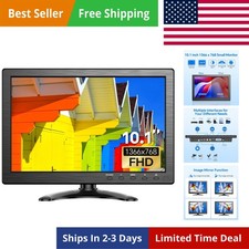 10.1 inch Security Monitor 1366x768 Resolution, Small HDMI Monitor Supporting... picture