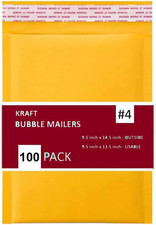 100 PC #4 9.5X14.5 Inches 100 Pack Inches Kraft Bubble Mailers Yellow Shipping P picture