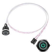Black Chassis Metal Button 16mm Power Symbol Green LED Power Button 60cm Wire picture