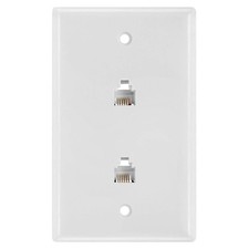 Double RJ11 Connector 6 Conductors Phone Wall Plate 6P6C Dual Jack Screws picture