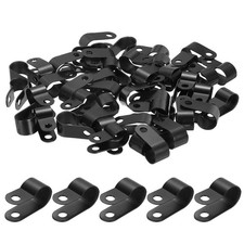 Nylon Plastic Cable Clamps 3/8 Inch, 50 Pcs R-Type Cable Clips, Black picture