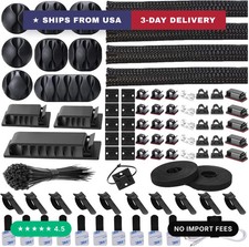 192 PCS Cable Management Kit 4 Wire Organizer Sleeve,11 Cable Holder,35Cord Clip picture