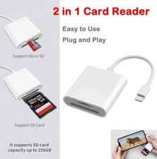 2in1 Micro SD/TF Dual Slot Memory Card Reader for iPhone iPad Camera Adapter Lot picture
