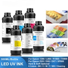 6×500ML LED UV Ink For DX4 DX5 DX6 DX7 DX10 TX800 XP600 Printhead  picture