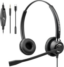 Auriculares para computadora con cable de 3.5 mm y microfono con cancelacion de picture