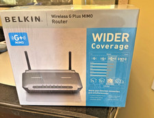 BRAND NEW Belkin Wireless G Plus MIMO Router Wi-Fi 802.11b/g Ethernet RJ-45 Gray picture