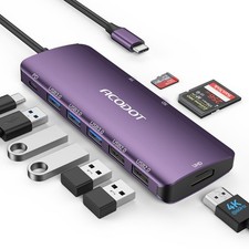 USB C Hub, 9-in-1 Multi-Port USB Adapter, 4K@60Hz HDMI, 100W Max PD, 3 USB3.0... picture