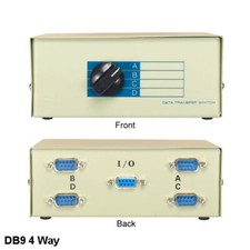 KNTK 4-Way DB9 Male Manual Data Transfer Switch Box Rotary Printer RS232 Serial picture