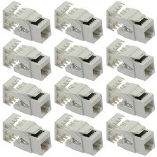 12 Pcs Cat5e RJ45 Network Ethernet Keystone Jack 180 Degree 110 Punch Down White picture