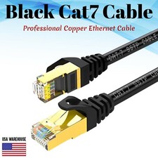 Cat7 Ethernet Patch Black Cable 1.5 3 6 10 20 25 30 50 75 100 200 Lot U/FTP LAN picture