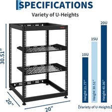 Network Server Rack 10/15/20U Open Frame Wall-Mount Freestanding Locking Casters picture