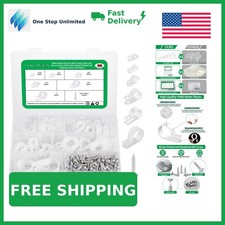 LuKaiSen R-Type Cable Clips with Screws, White, 300 Pcs picture