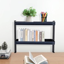 Clamp-On 2-Tier Desk Shelf, Adjustable Space-Saving Organizer for Home & Office. picture