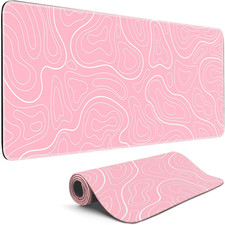 Gaming Mouse Pad Pink Topographic XL Mouse Mat, 31.5 x 11.8 Inches Non-Slip picture