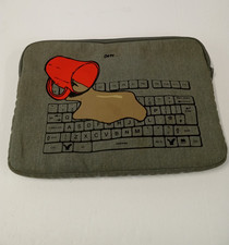 American Eagle Outfitters Laptop Sleeve Gray Red Lining Padded Zipper Case picture