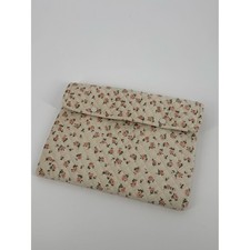 Quilted Floral Laptop Case Cream Pink Rose Print Snap Closure Sleeve Bag picture