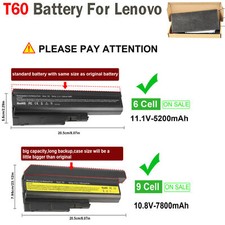 6/9Cell Battery for IBM Lenovo Thinkpad T60 T61 R60 R61 R500 T500 R61e R61i T60p picture