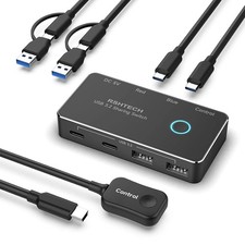 RSHTECH USB C KVM Switch 2 Computers Share 4 USB 3.2 Gen2 10Gbps w/Controller picture