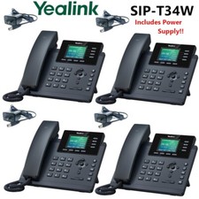 4 Pack Yealink SIP-T34W-PWR Entry Level IP Phone w/ Power Supply SIP-T34W 4 VoIP picture