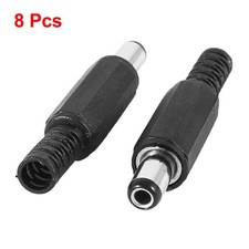 8 Pcs 5.5mm x 2.5mm Male DC Power Jack Connector Socket Adapter Black picture