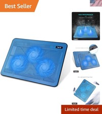 Blue 15.6-17 Inch Laptop Cooler with 3 Fans and Adjustable Height - Travel Ready picture