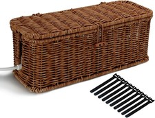 Cable Management Box, Desk Handwoven Rattan Cord Hider Cable Organizer Box With picture