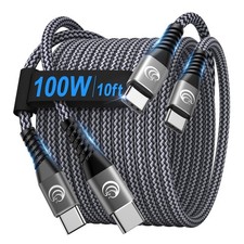 USBC to 100W [10ft/2 Pack] USB C C Fast Charging 10ft+10ft, Grey picture