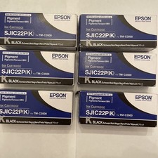 Lot Of 6 SJIC22P Epson Black Ink Cartridges New Pigment Tm-c3500 picture