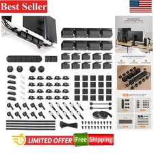 316PCS Cable Management Kit Black Metal Raceways Cord Clips Sleeves Ties picture
