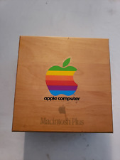 VTG Wooden Media Storage Box Apple Macintosh Plus Computers RARE COLORED LOGO picture