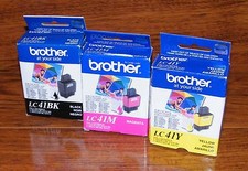 Genuine Brother (LC41BK, LC41M, & LC41Y) Black, Magenta, & Yellow Ink *Sealed*  picture